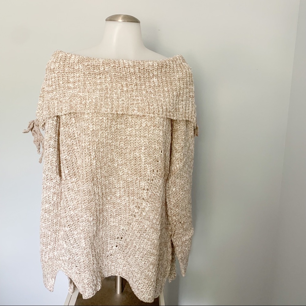 Off the Shoulder Taupe Sweater